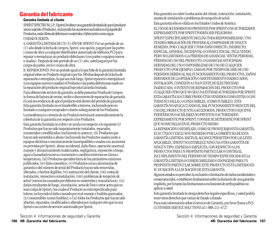 Garantía del fabricante | Sanyo SCP 4900 User Manual | Page 200 / 202