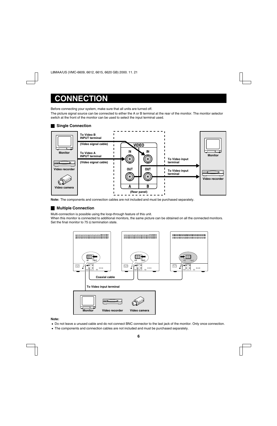 Connection | Sanyo VM-6609 User Manual | Page 7 / 11