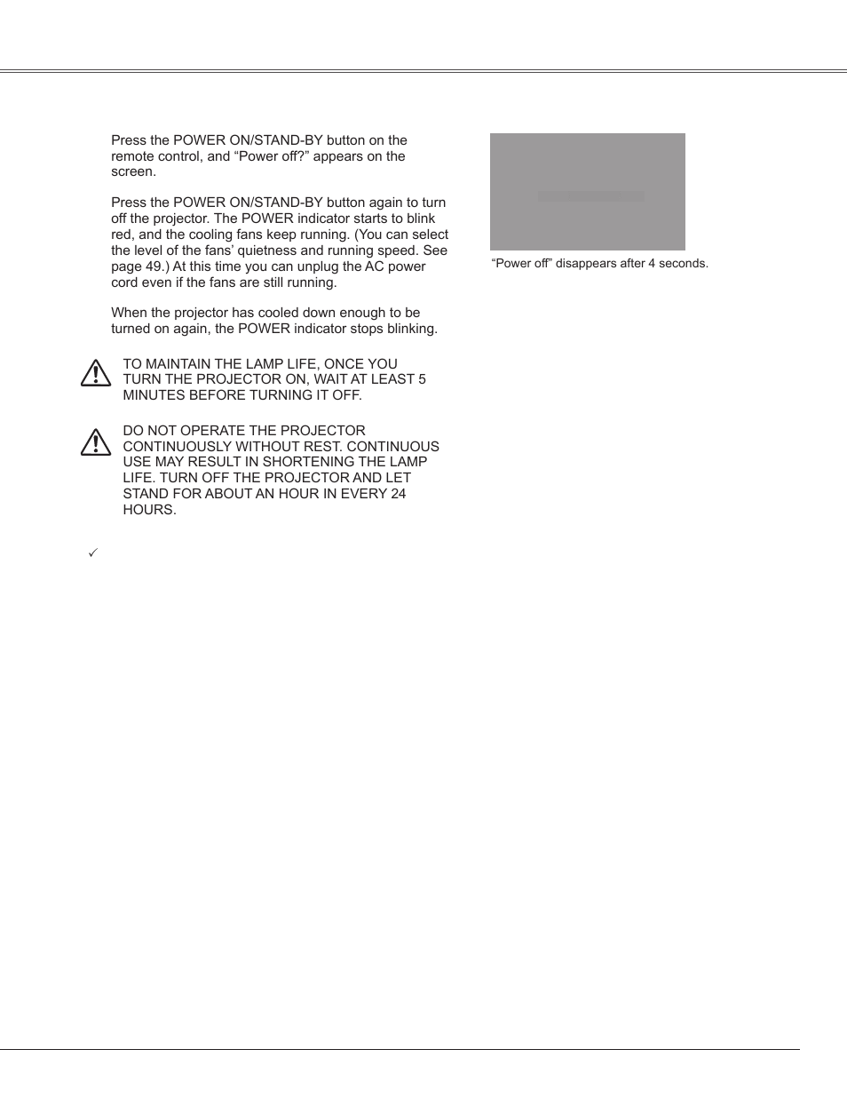 Turning off the projector, Turnin� off the projector, Basic operation | Sanyo PLC-WXE45 User Manual | Page 19 / 71