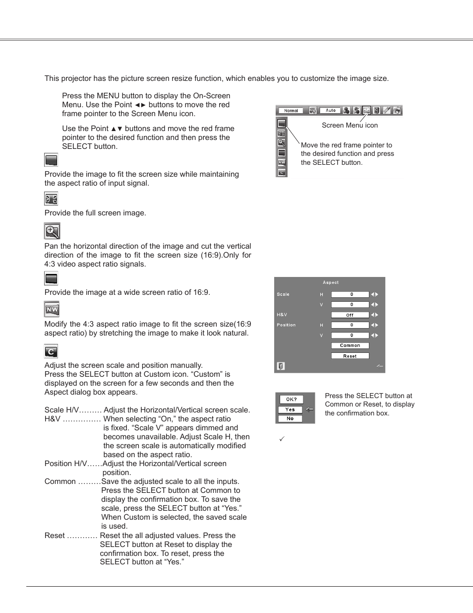 Screen size adjustment, Video input | Sanyo PLC-WXE45 User Manual | Page 40 / 71