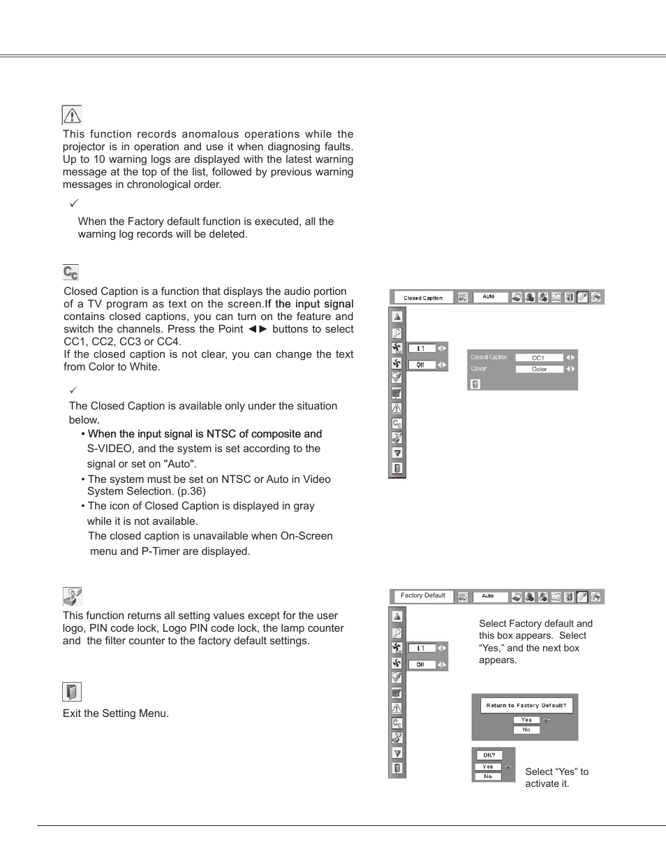 Settin | Sanyo PLC-WXE45 User Manual | Page 50 / 71