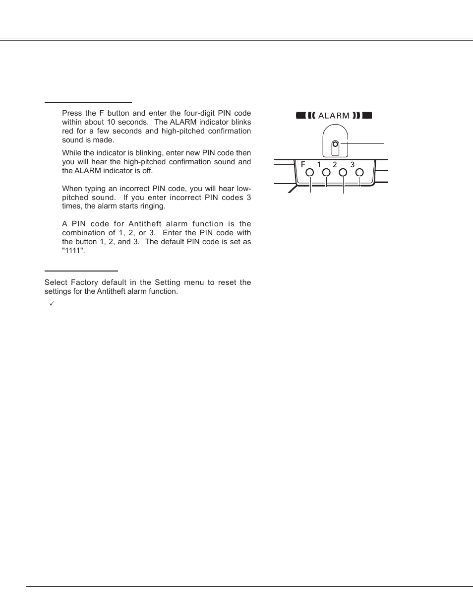 Antitheft alarm function | Sanyo PLC-WXE45 User Manual | Page 52 / 71