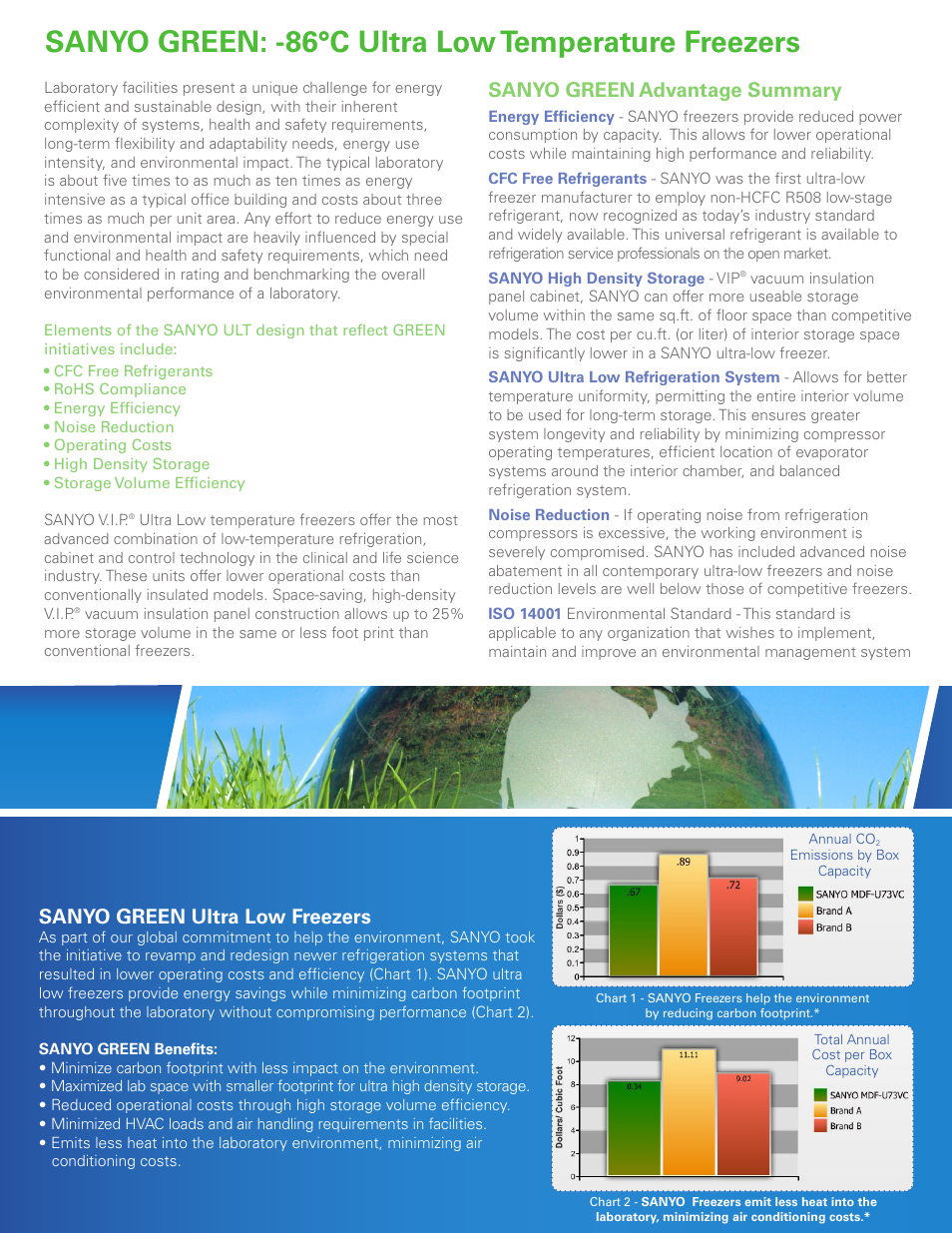 Sanyo green: -86°c ultra low temperature freezers, Sanyo green advantage summary, Sanyo green ultra low freezers | Sanyo MDF-U73VC User Manual | Page 2 / 4