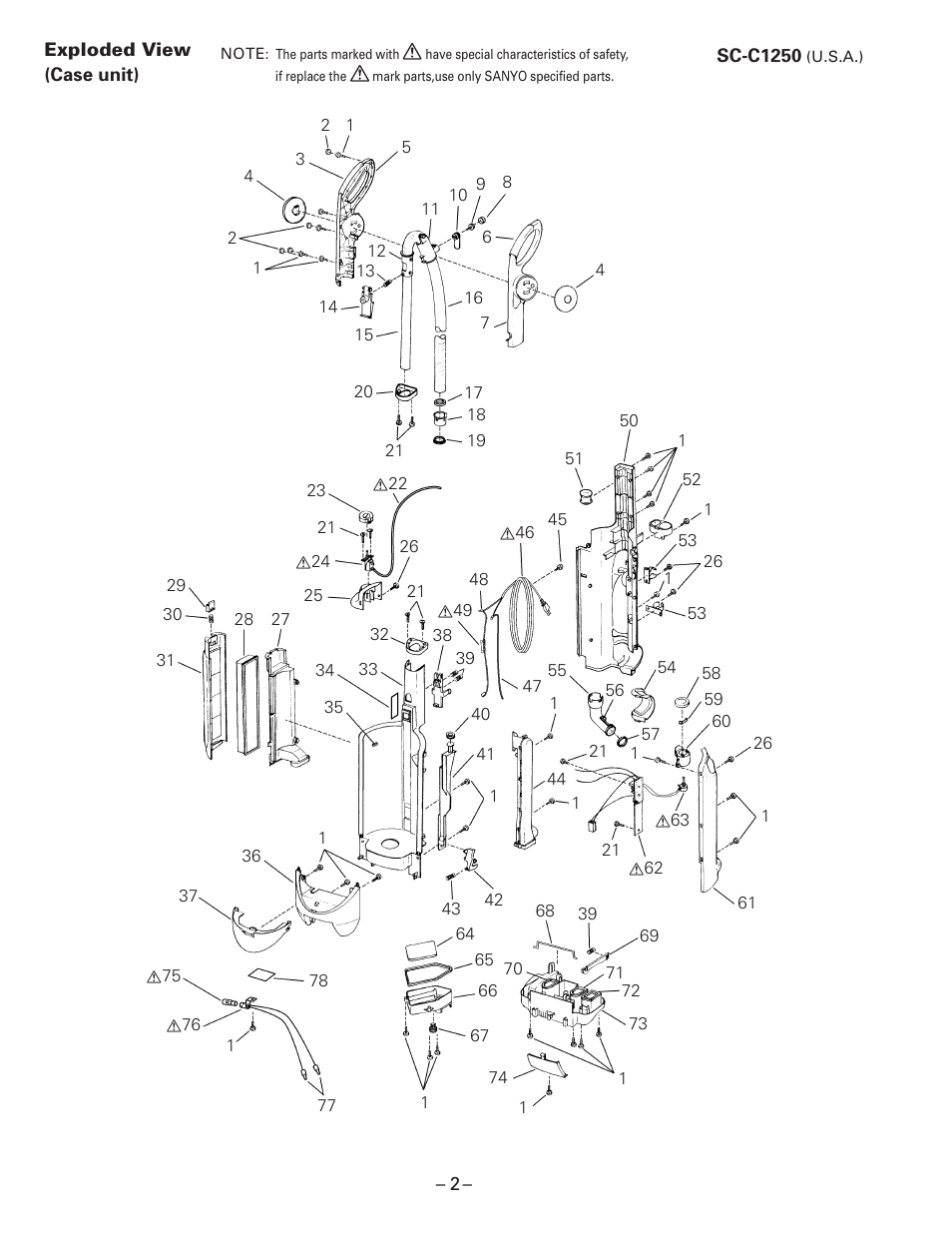 Exploded view(case unit) | Sanyo SC-C1250 User Manual | Page 2 / 7