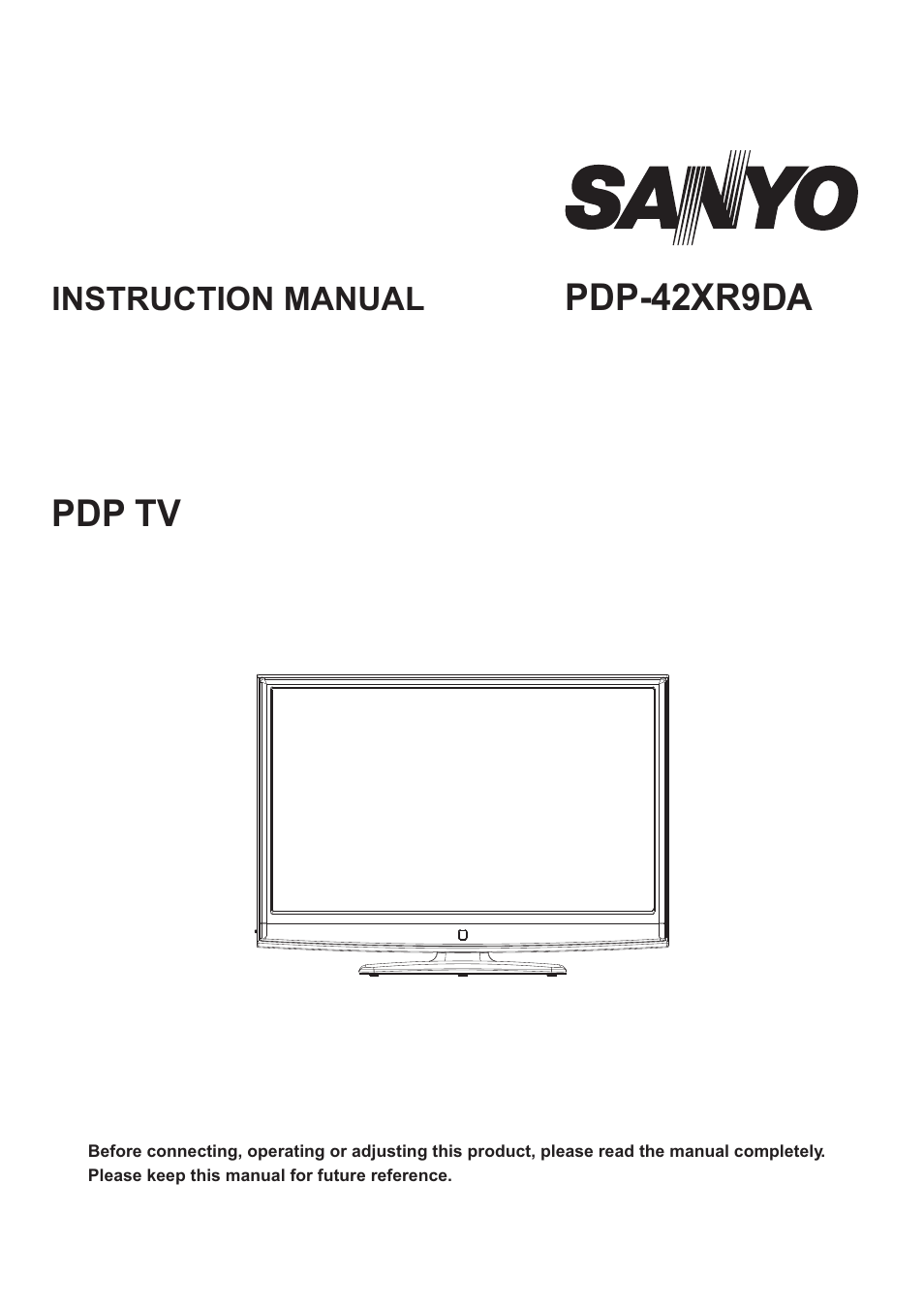 Sanyo PDP-42XR9DA User Manual | 39 pages