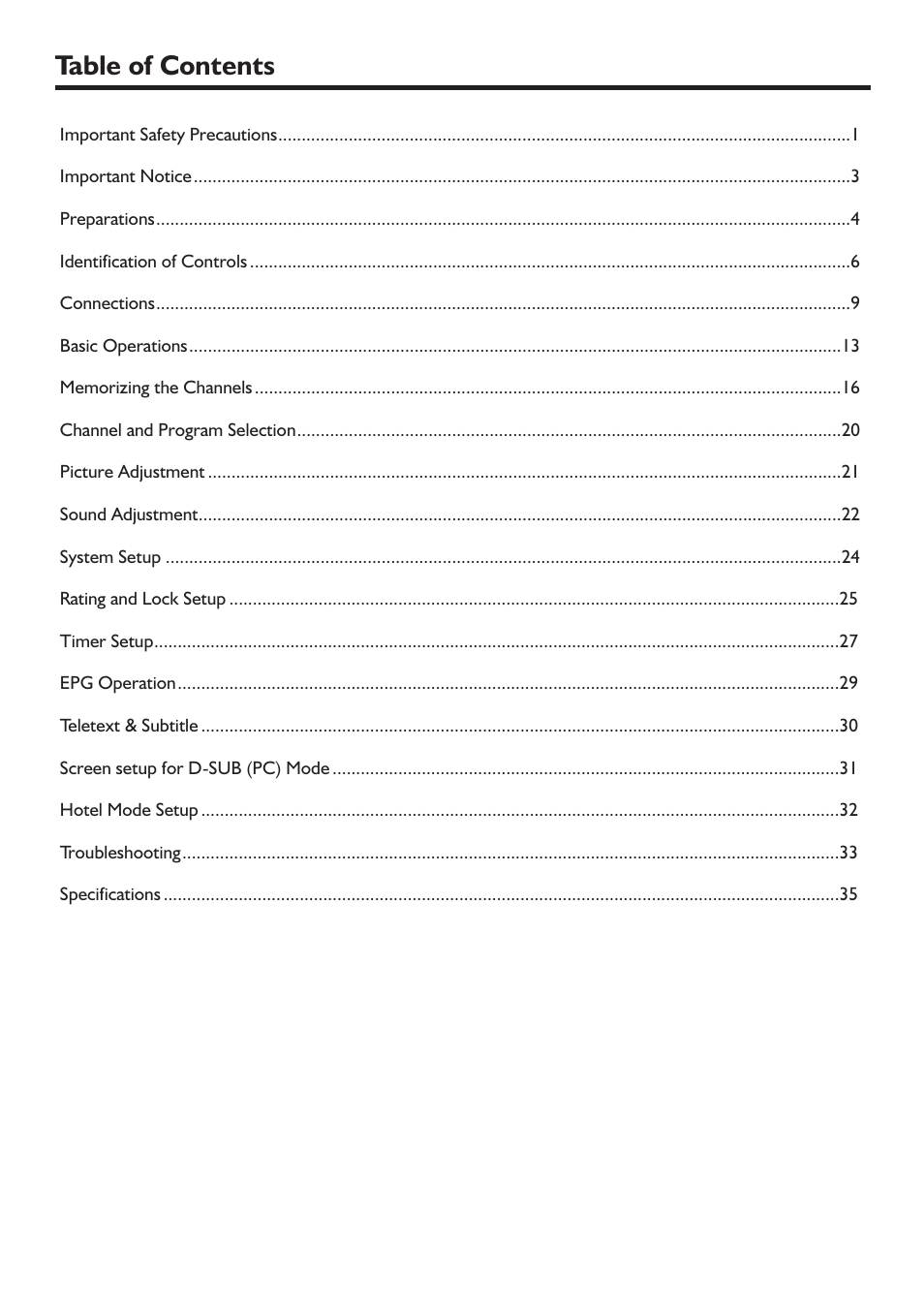 Sanyo PDP-42XR9DA User Manual | Page 3 / 39