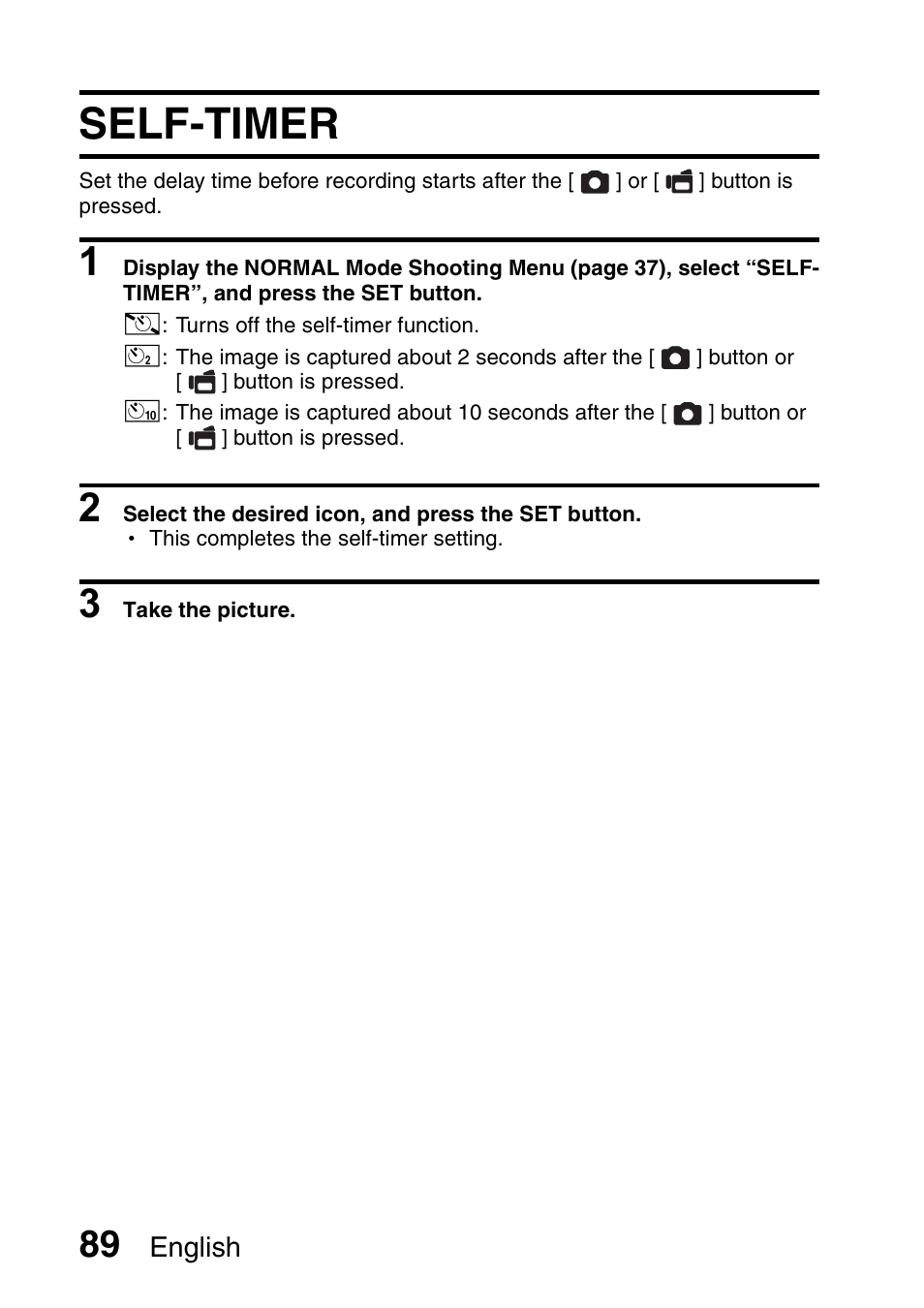 Self-timer | Sanyo Xacti VPC-E2 User Manual | Page 106 / 215