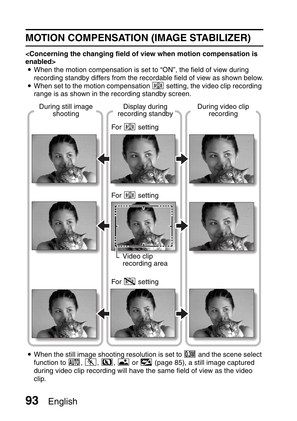 Motion compensation (image stabilizer), English | Sanyo Xacti VPC-E2 User Manual | Page 110 / 215