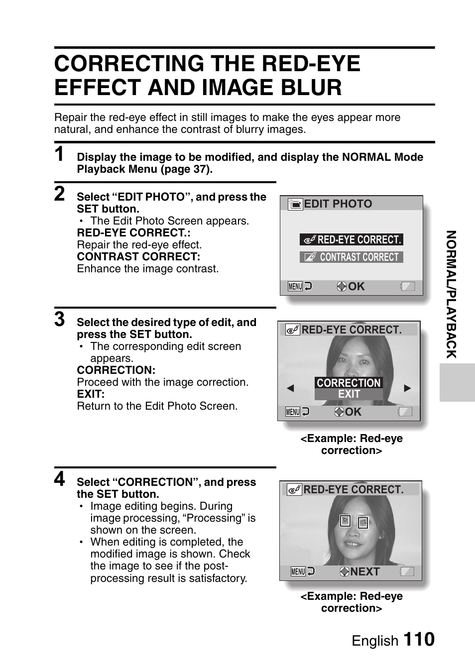 Correcting the red-eye effect and image blur | Sanyo Xacti VPC-E2 User Manual | Page 127 / 215