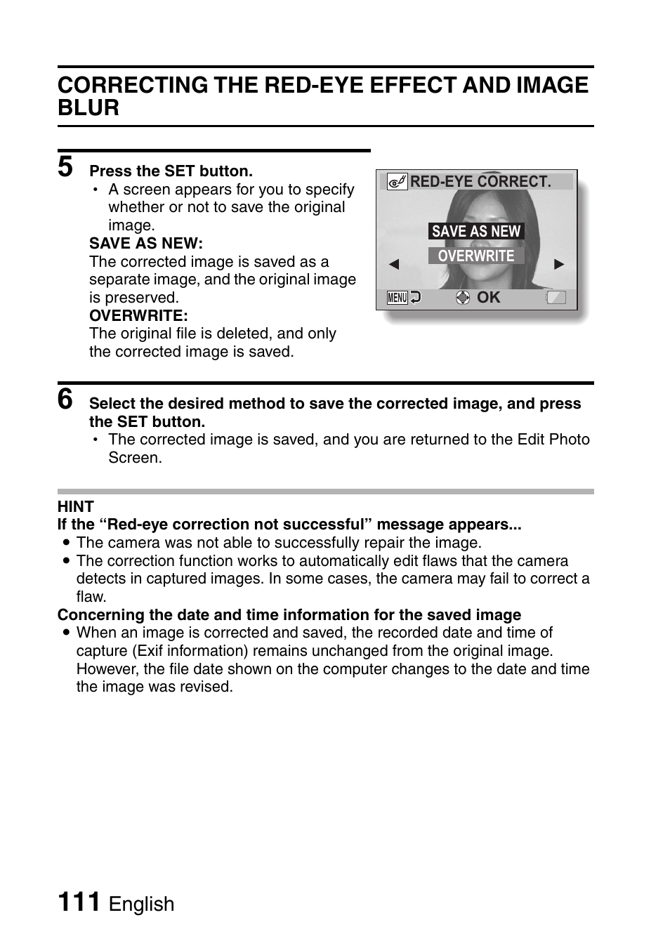 Correcting the red-eye effect and image blur | Sanyo Xacti VPC-E2 User Manual | Page 128 / 215