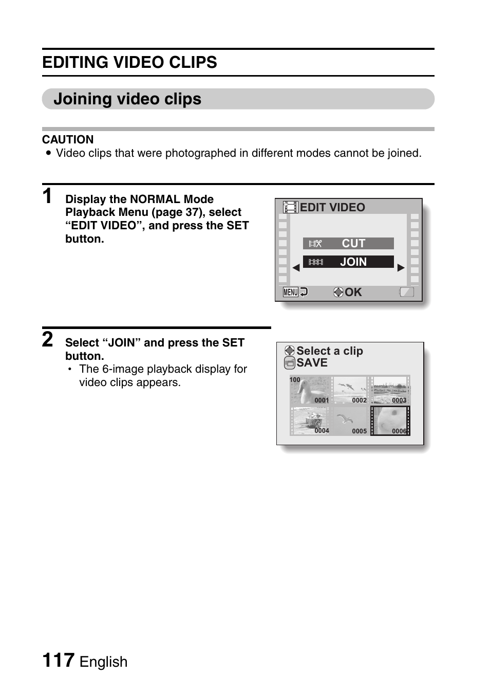 Editing video clips joining video clips, English | Sanyo Xacti VPC-E2 User Manual | Page 134 / 215