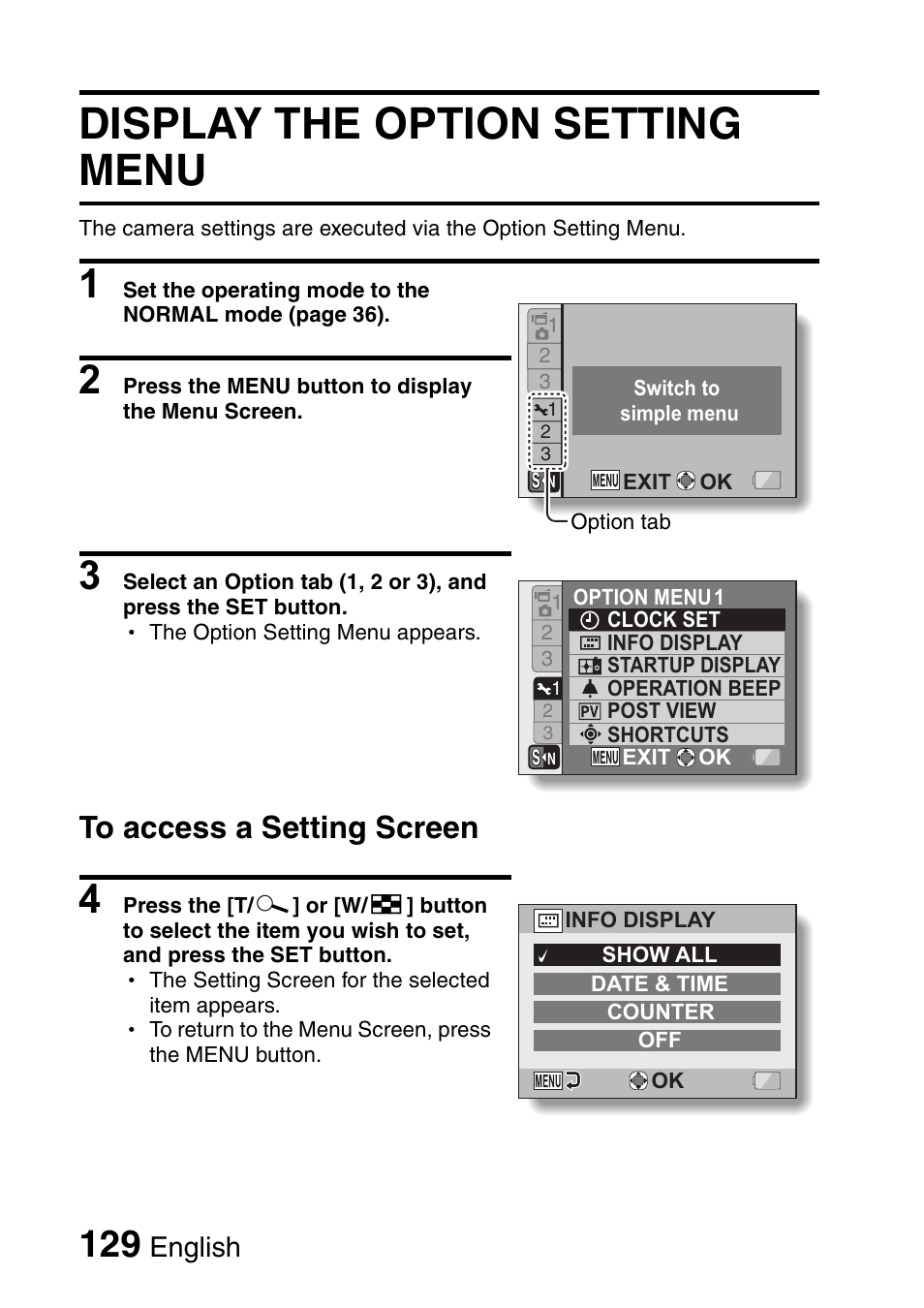 Display the option setting menu, English | Sanyo Xacti VPC-E2 User Manual | Page 146 / 215