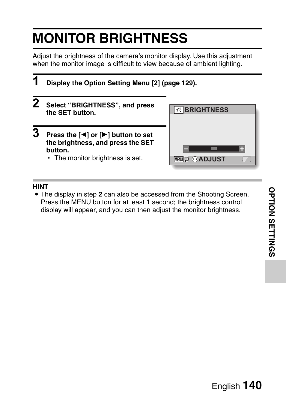 Monitor brightness | Sanyo Xacti VPC-E2 User Manual | Page 157 / 215