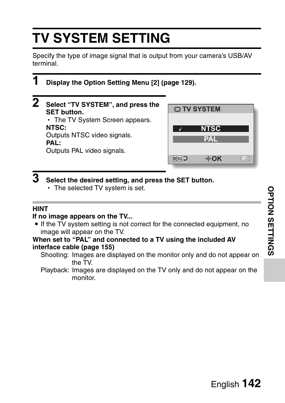 Tv system setting | Sanyo Xacti VPC-E2 User Manual | Page 159 / 215