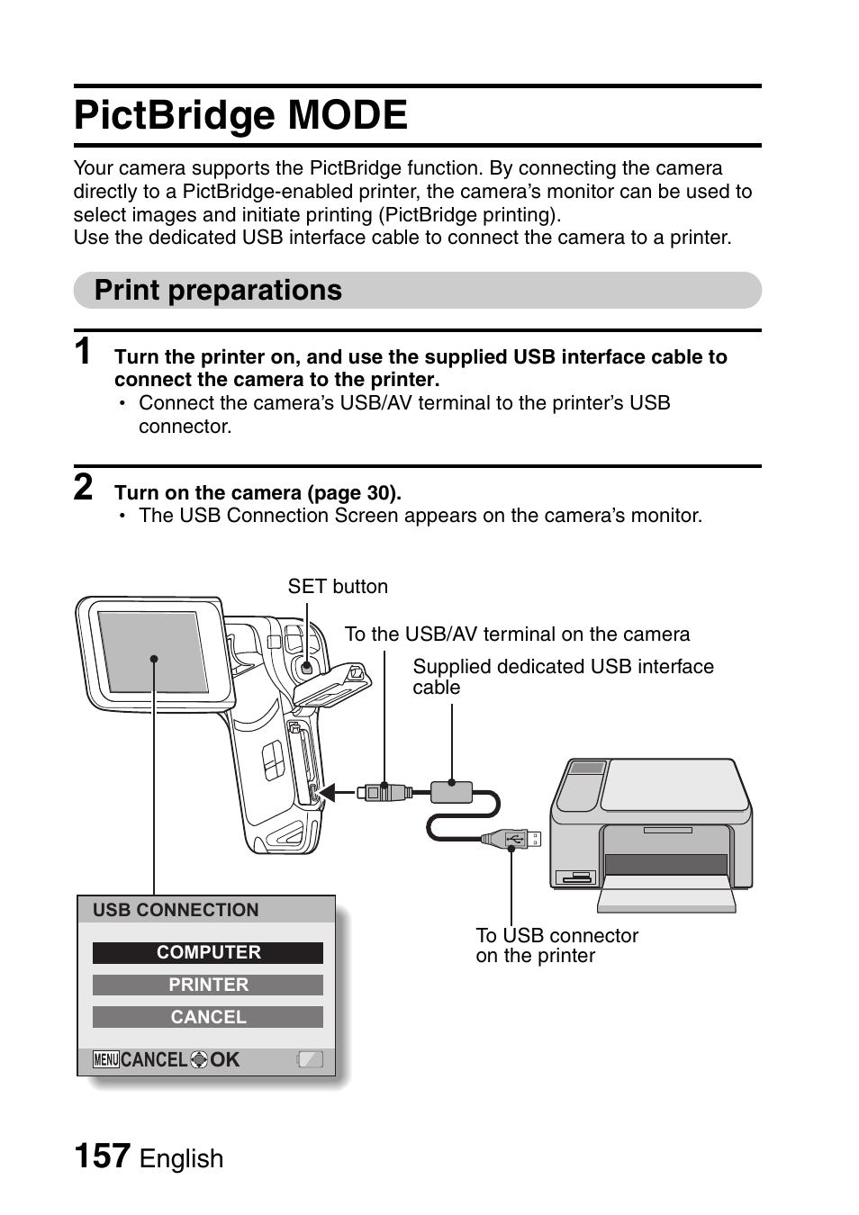 Pictbridge mode, Print preparations | Sanyo Xacti VPC-E2 User Manual | Page 174 / 215