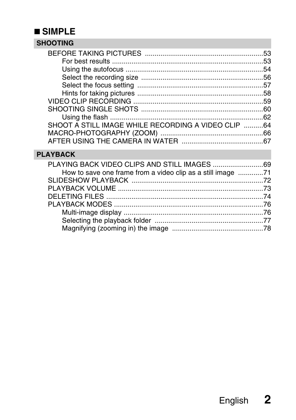 English, Simple | Sanyo Xacti VPC-E2 User Manual | Page 19 / 215