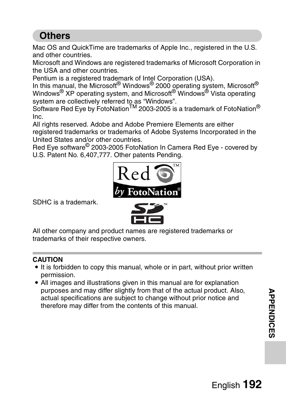 Others, English | Sanyo Xacti VPC-E2 User Manual | Page 209 / 215