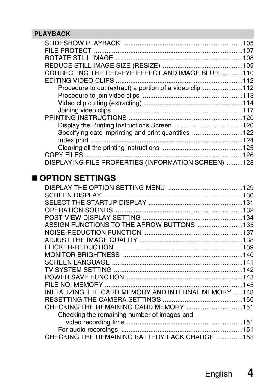 English, Option settings | Sanyo Xacti VPC-E2 User Manual | Page 21 / 215