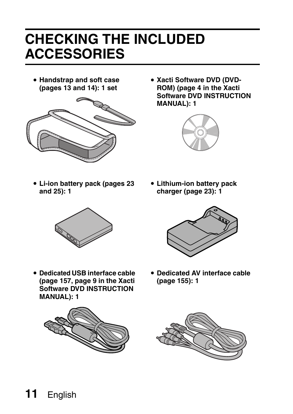 Checking the included accessories, English | Sanyo Xacti VPC-E2 User Manual | Page 28 / 215