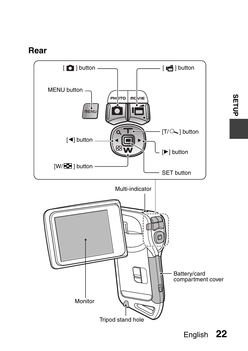 Rear, English | Sanyo Xacti VPC-E2 User Manual | Page 39 / 215