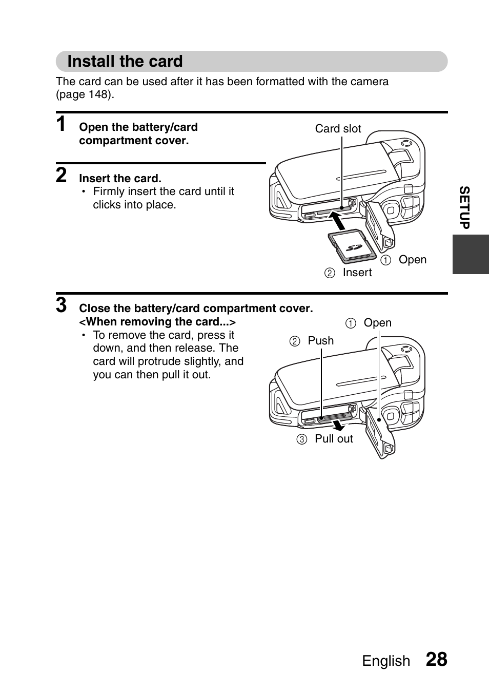 Install the card | Sanyo Xacti VPC-E2 User Manual | Page 45 / 215
