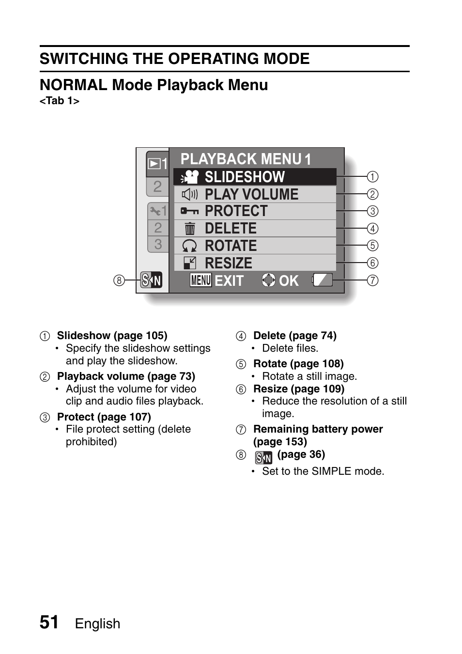 Ok exit | Sanyo Xacti VPC-E2 User Manual | Page 68 / 215