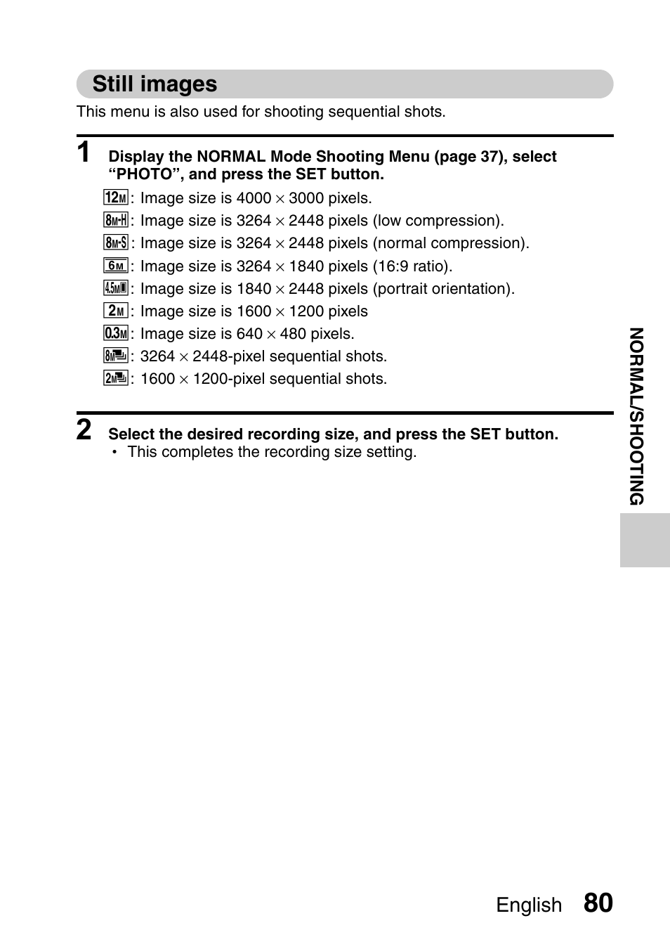 Still images, English | Sanyo Xacti VPC-E2 User Manual | Page 97 / 215