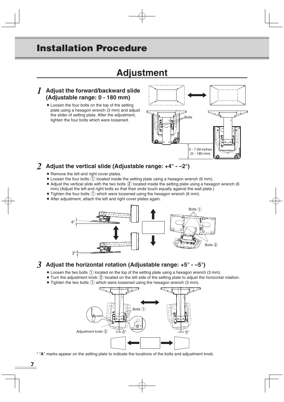 Adjustment 1, Installation procedure | Sanyo POA-CH-EX06 User Manual | Page 8 / 12