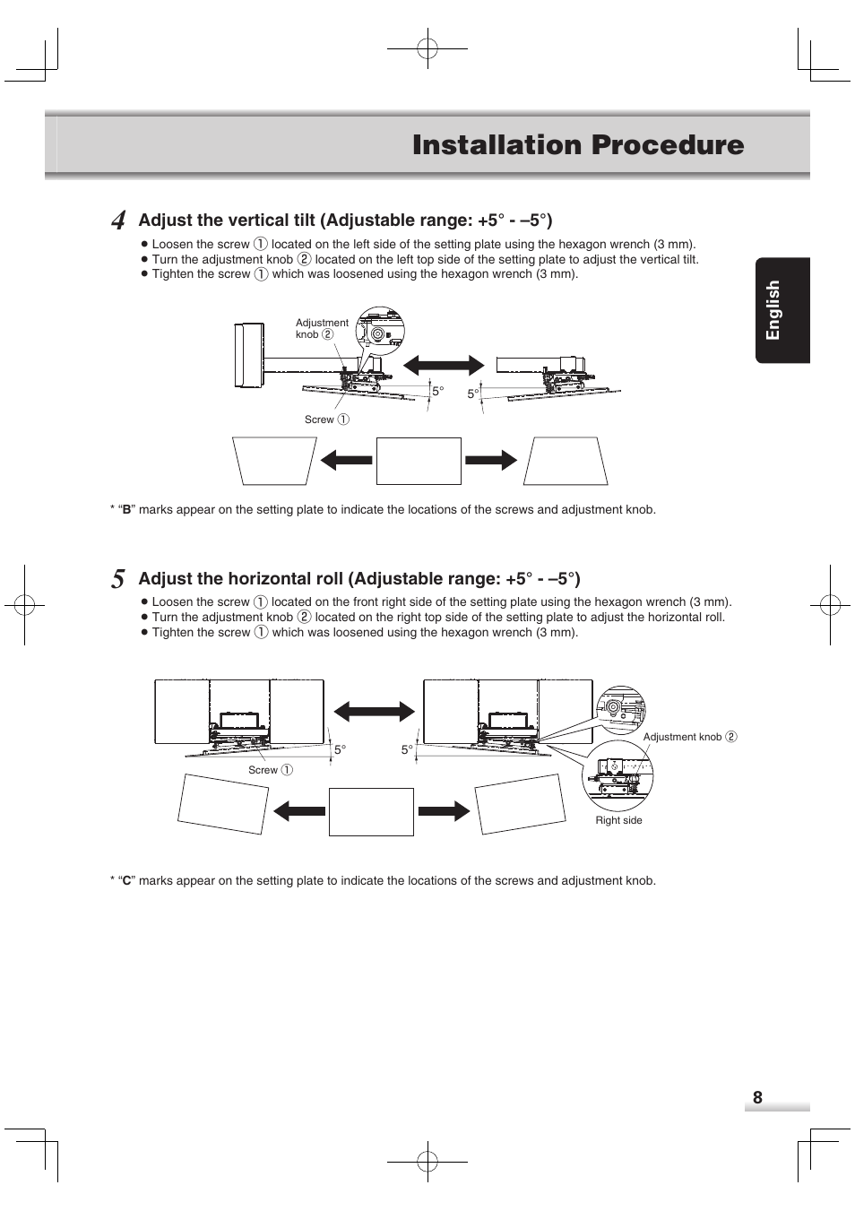 Installation procedure, 8english | Sanyo POA-CH-EX06 User Manual | Page 9 / 12