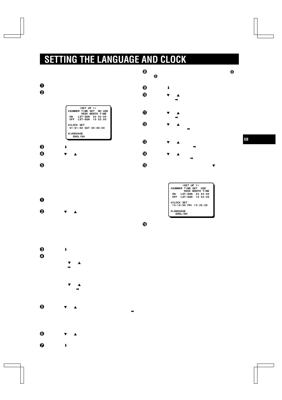 Setting the language and clock | Sanyo TLS-224P User Manual | Page 9 / 31