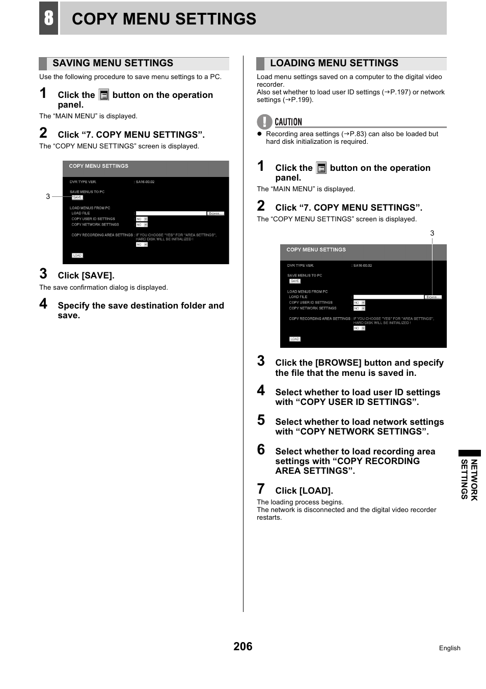 Copy menu settings | Sanyo DSR-5716P User Manual | Page 207 / 236