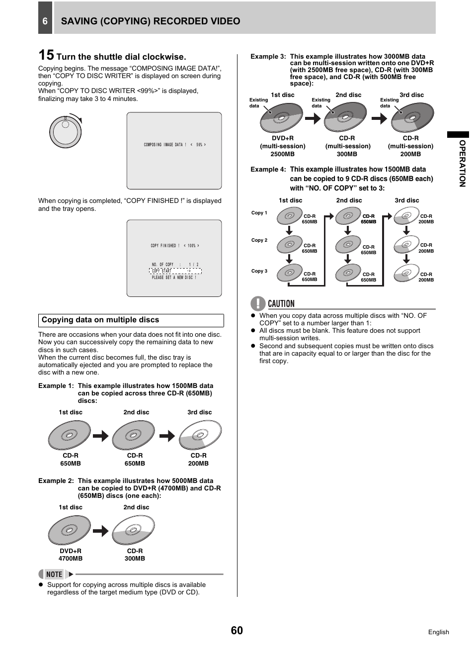 Saving (copying) recorded video 6, Turn the shuttle dial clockwise | Sanyo DSR-5716P User Manual | Page 61 / 236