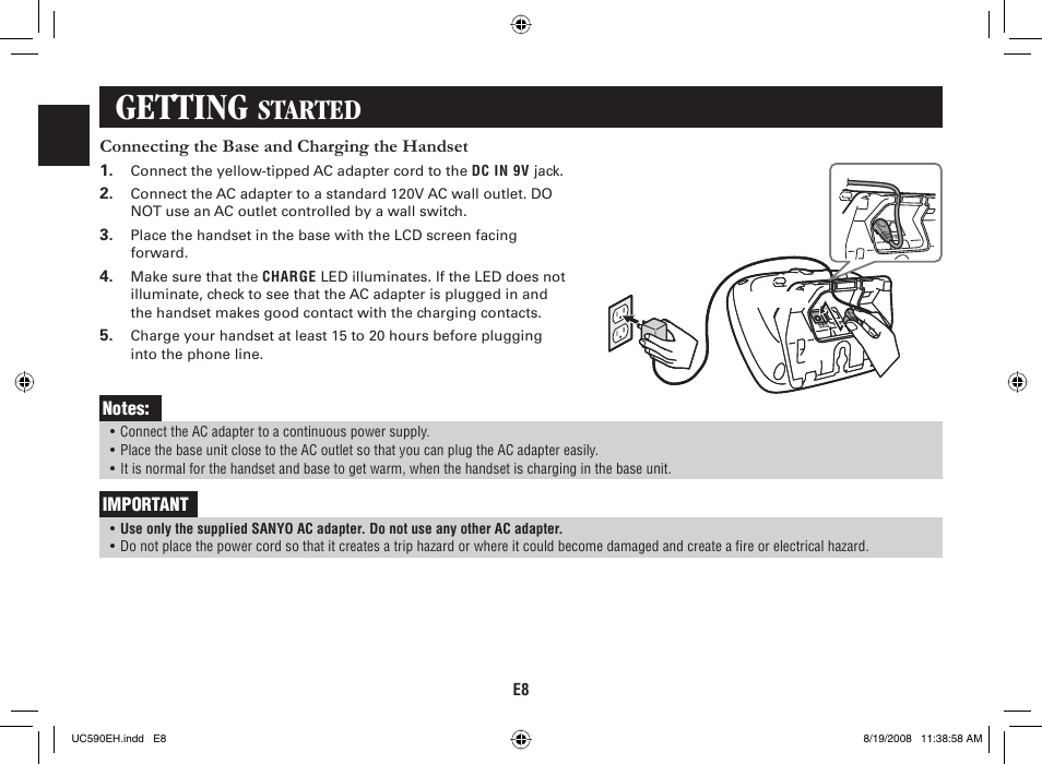 Getting, Started | Sanyo CAS-D6325 User Manual | Page 10 / 61