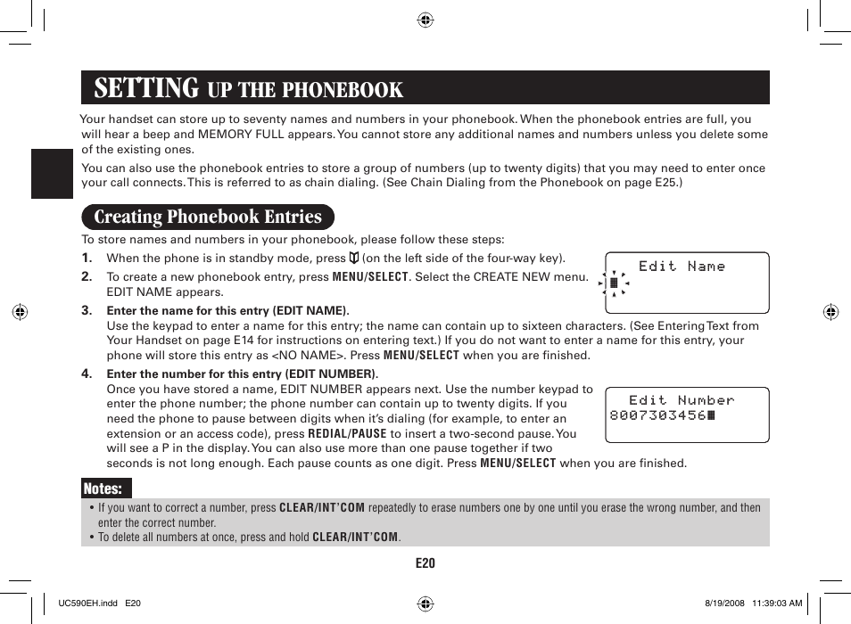 Setting, Up the phonebook, Creating phonebook entries | Sanyo CAS-D6325 User Manual | Page 22 / 61