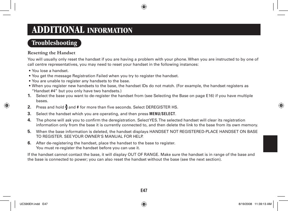 Additional, Information, Troubleshooting | Sanyo CAS-D6325 User Manual | Page 49 / 61