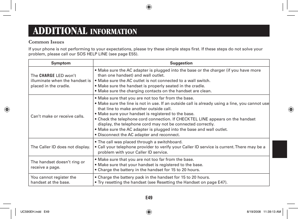 Additional, Information | Sanyo CAS-D6325 User Manual | Page 51 / 61