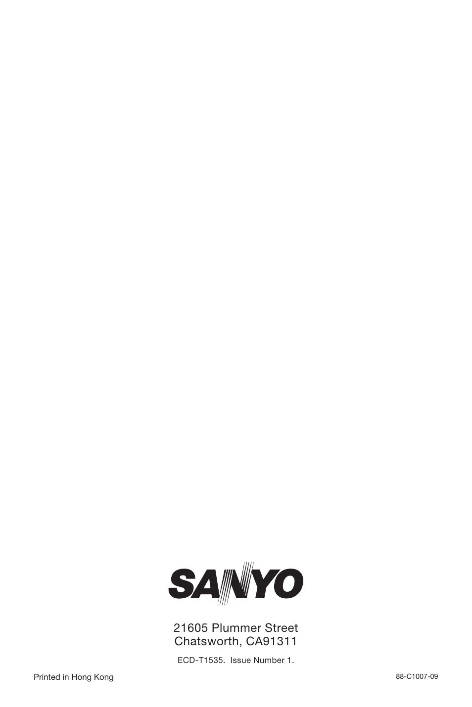 Sanyo ECD-T1535 User Manual | Page 16 / 16