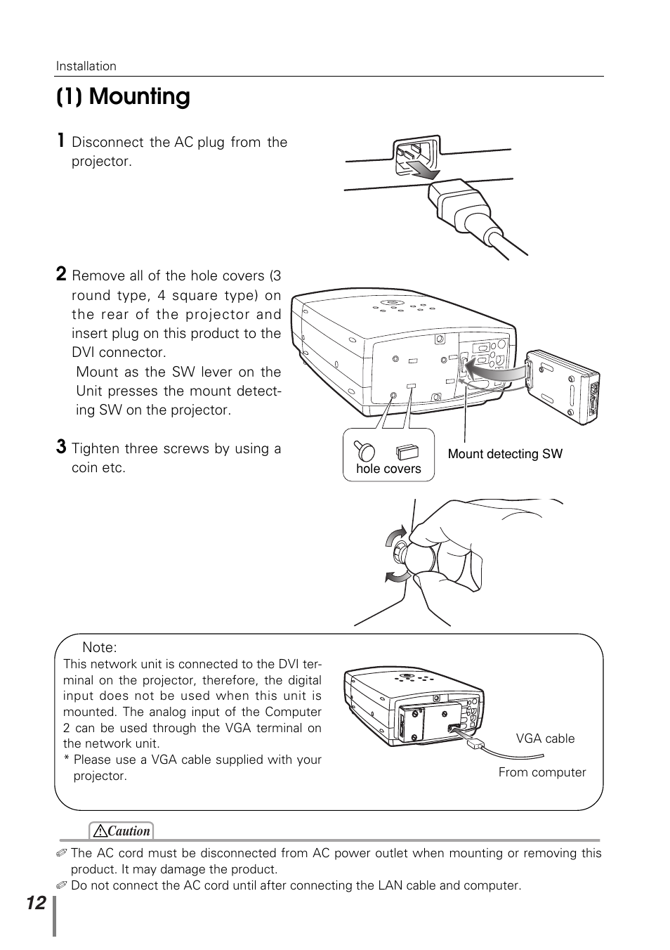 1] mounting | Sanyo PJ-NET ORGANIZER POA-PN10 User Manual | Page 12 / 90
