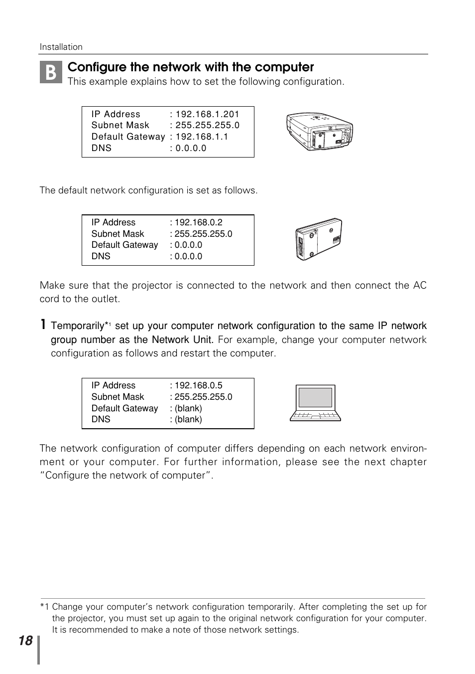 Configure the network with the computer | Sanyo PJ-NET ORGANIZER POA-PN10 User Manual | Page 18 / 90