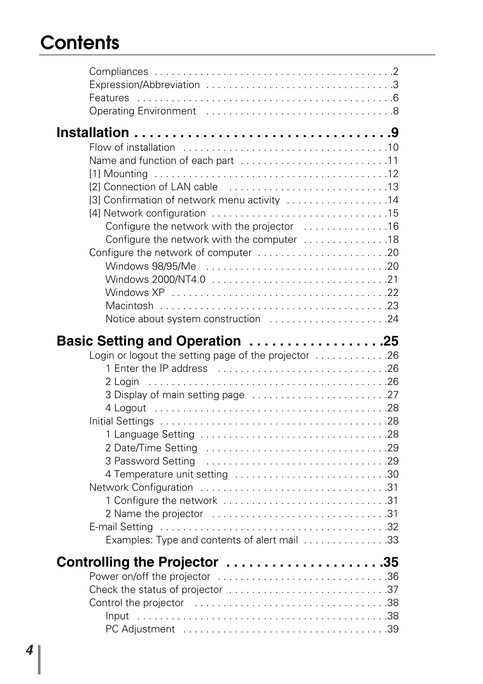 Sanyo PJ-NET ORGANIZER POA-PN10 User Manual | Page 4 / 90