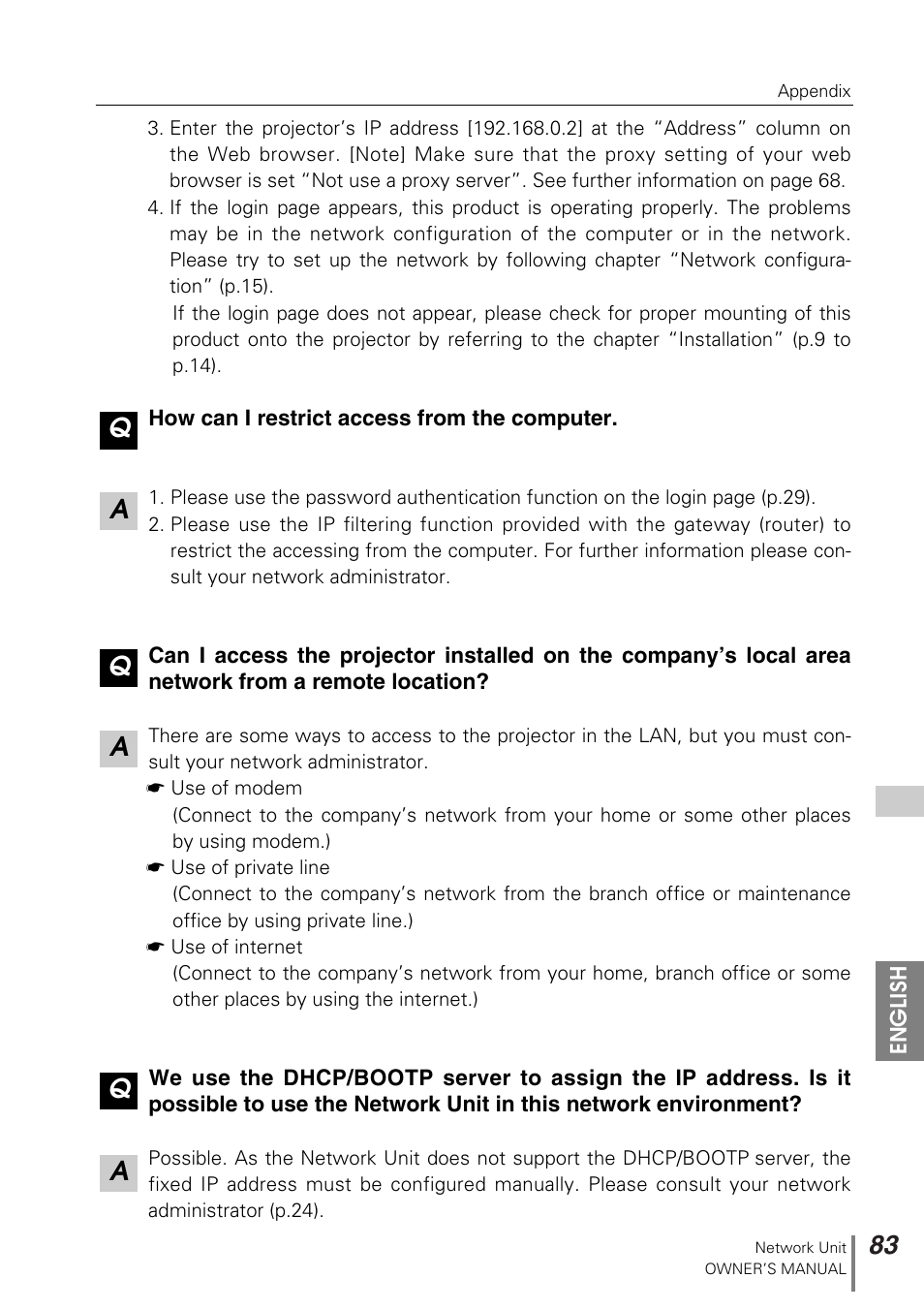 Sanyo PJ-NET ORGANIZER POA-PN10 User Manual | Page 83 / 90