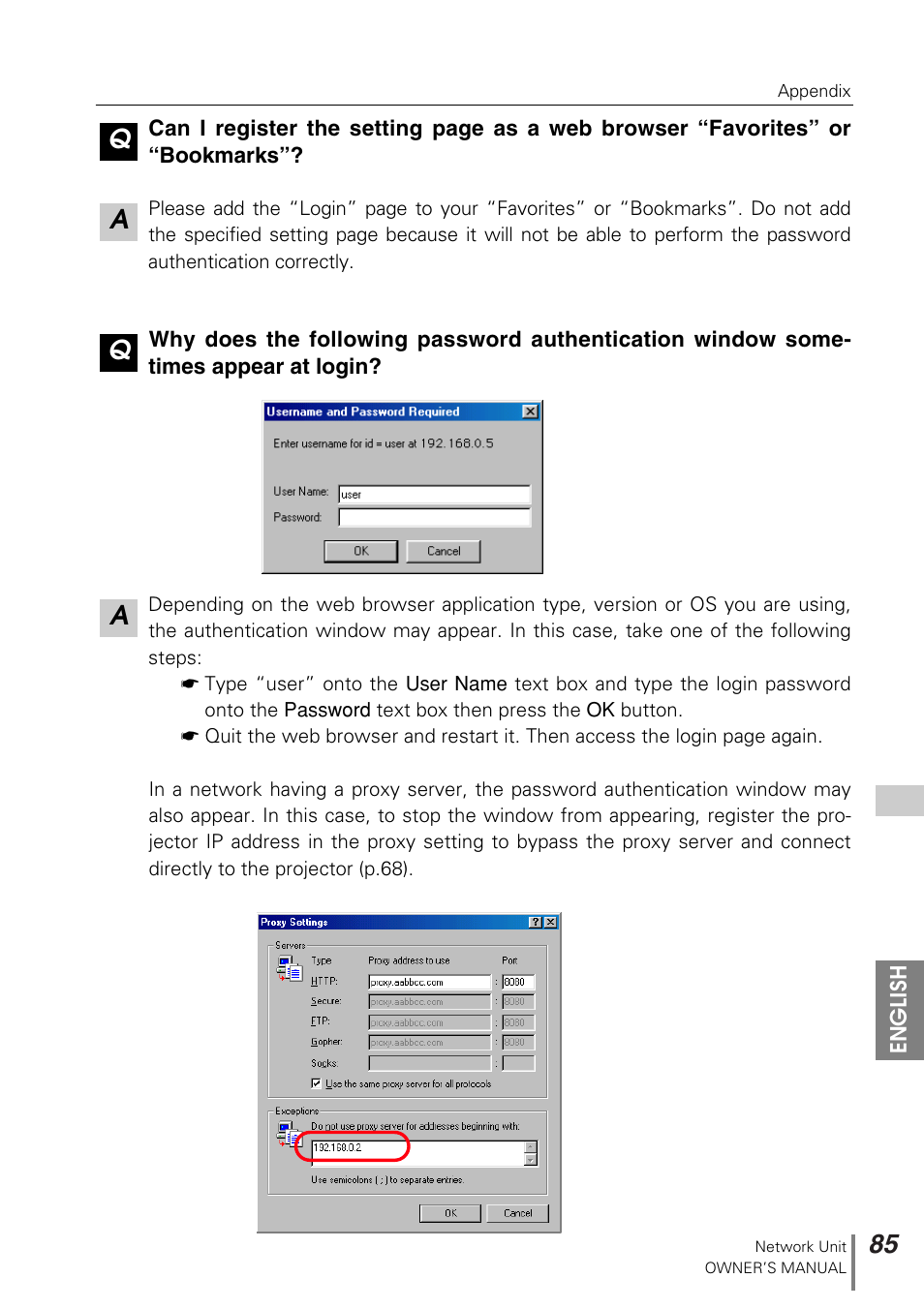 Aq a q | Sanyo PJ-NET ORGANIZER POA-PN10 User Manual | Page 85 / 90