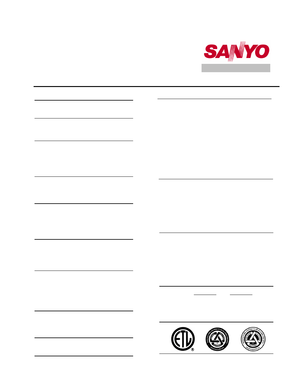 Sanyo 09KHS22 User Manual | 2 pages