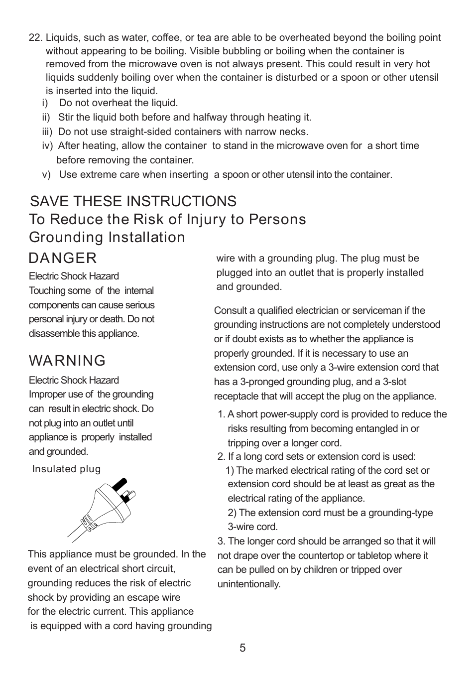 Warning danger | Sanyo EM-S8586V User Manual | Page 6 / 19