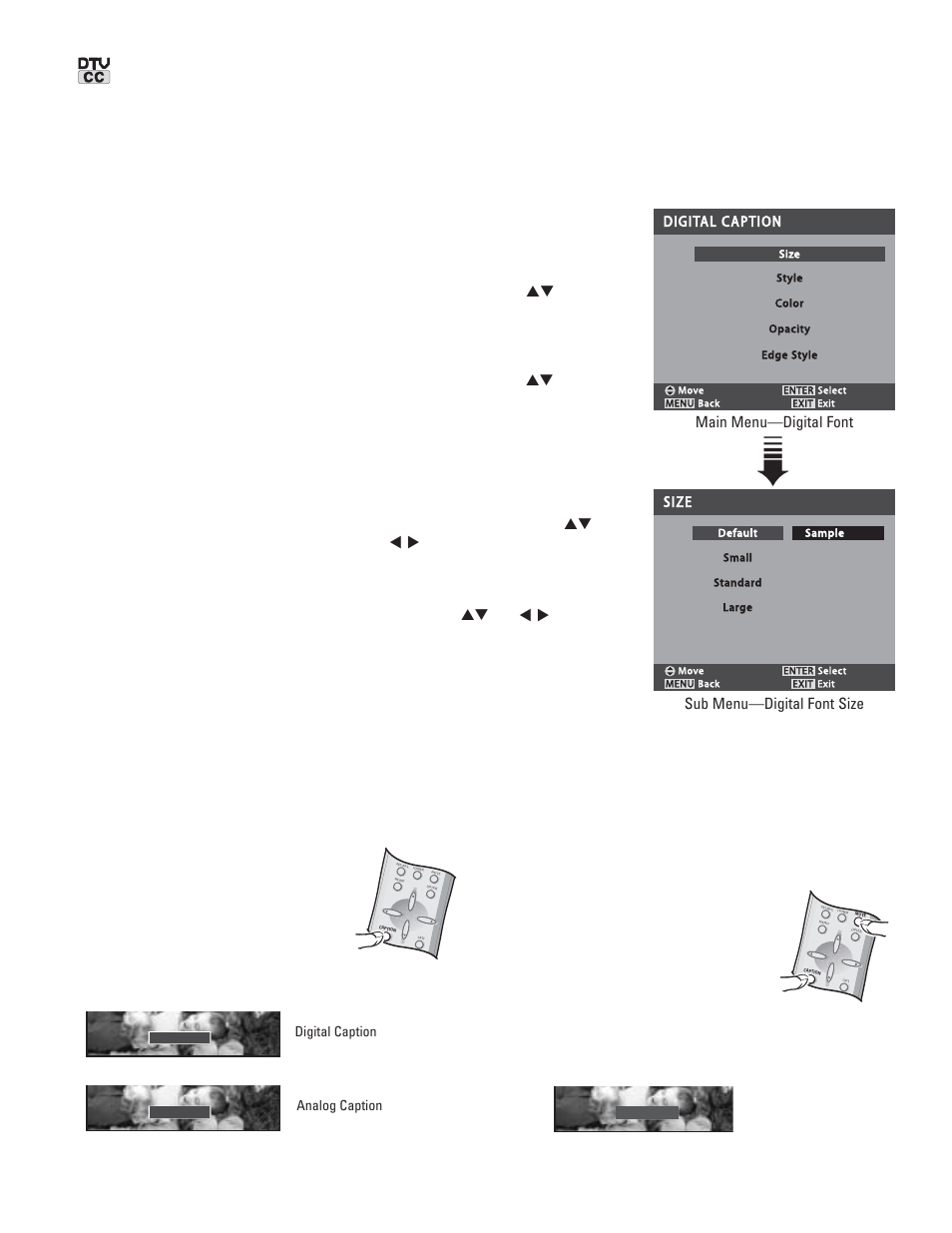 21 closed-captioning, Changing the look of digital captions | Sanyo DP42545 User Manual | Page 21 / 63