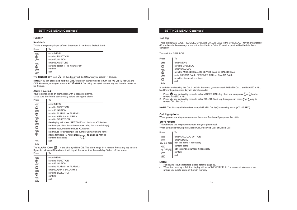 Settings menu (continued) | Sanyo CLT-D6222 User Manual | Page 17 / 22