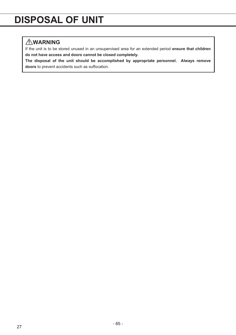 Disposal of unit | Sanyo MPR-1411R User Manual | Page 28 / 41