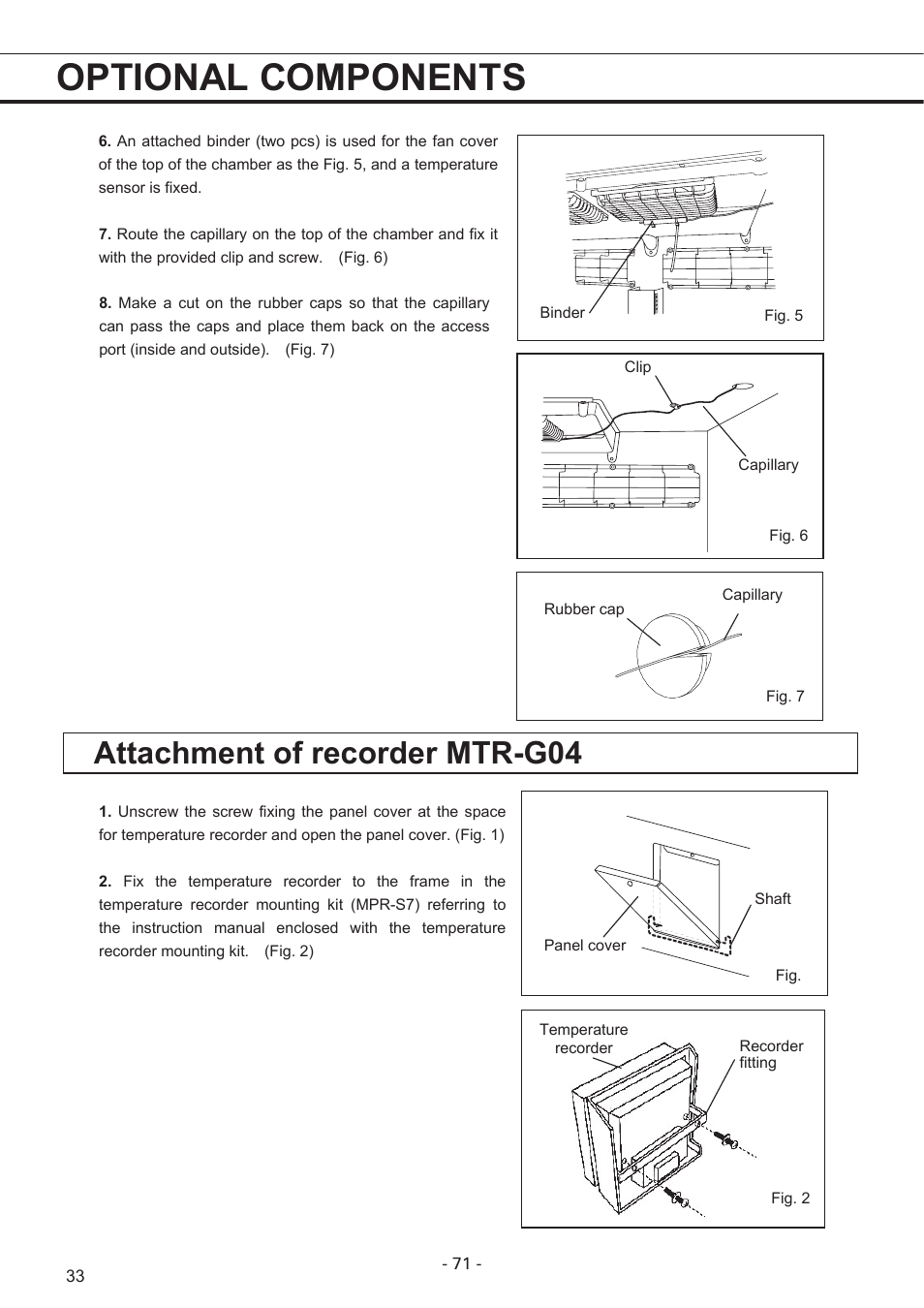 Optional components, Attachment of recorder mtr-g04 | Sanyo MPR-1411R User Manual | Page 34 / 41