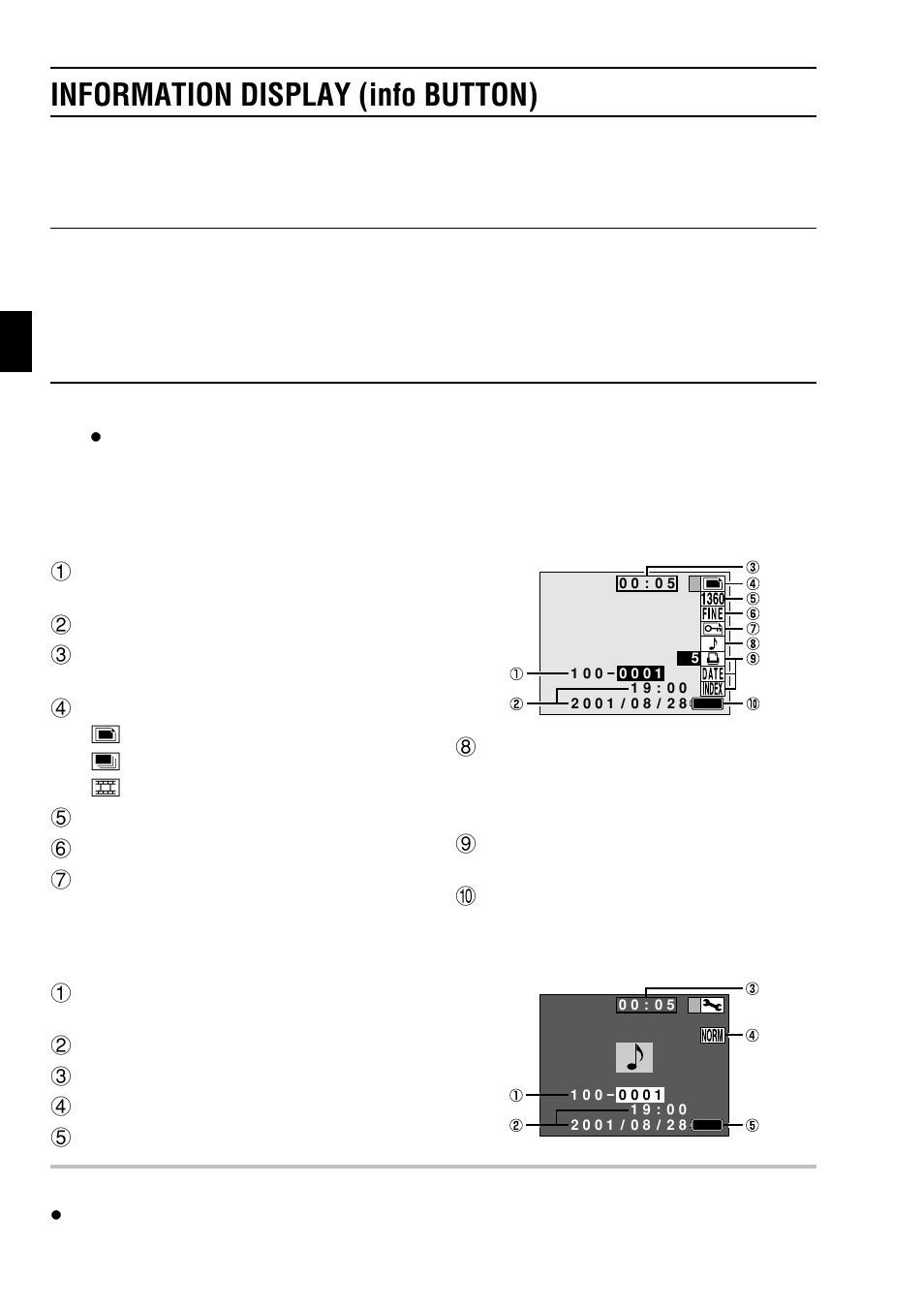 Information screen during playback, Information display (info button) | Sanyo VPC-SX550EX User Manual | Page 42 / 52