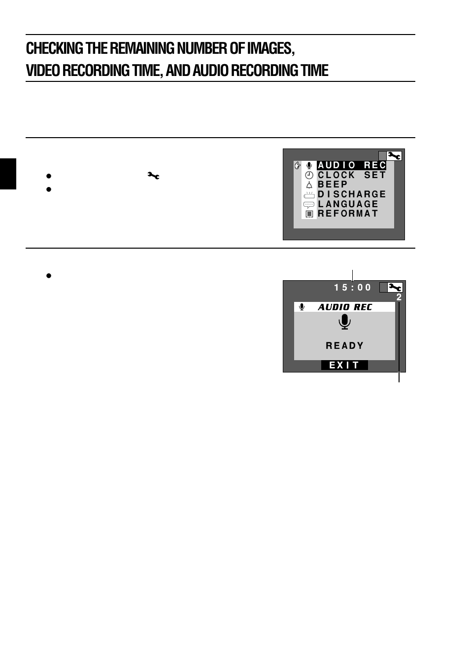 Checking the remaining audio recording time 1 | Sanyo VPC-SX550EX User Manual | Page 50 / 52